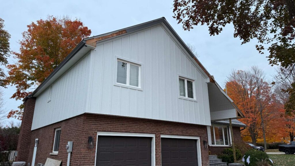 Maitland-lp-smartside-board-batten-install-country-home-exteriors-0426 Home demolition and LP Smartside Board & Batten installation project in Maitland (near Brockville) by Country Home Exteriors